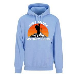 Hike More Worry Less Social Distancing Hiking Nature Camping Gift Unisex Surf Hoodie