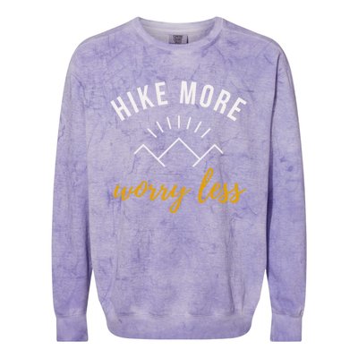 Hike More Worry Less With Sunshine Inspirational Gift Colorblast Crewneck Sweatshirt