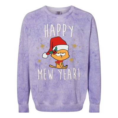 Happy Mew Year 2025 Funny Cat New Years Eve Party Supplies Colorblast Crewneck Sweatshirt