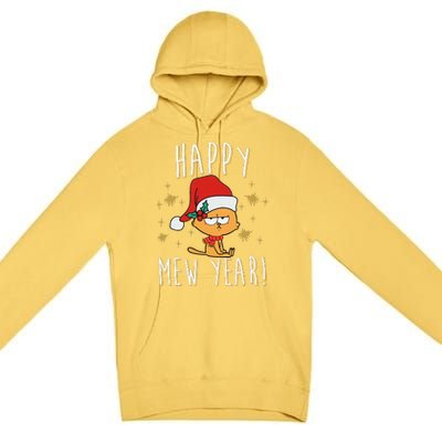 Happy Mew Year 2025 Funny Cat New Years Eve Party Supplies Premium Pullover Hoodie