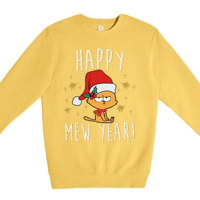 Happy Mew Year 2025 Funny Cat New Years Eve Party Supplies Premium Crewneck Sweatshirt