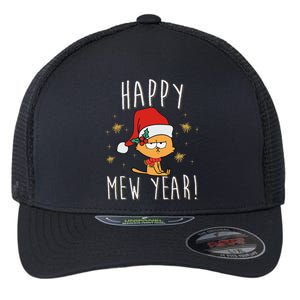 Happy Mew Year 2025 Funny Cat New Years Eve Party Supplies Flexfit Unipanel Trucker Cap