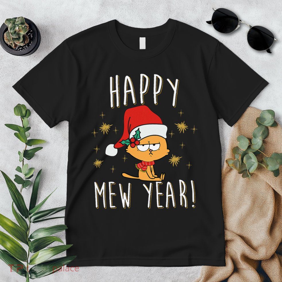 Happy Mew Year 2025 Funny Cat New Years Eve Party Supplies Premium T-Shirt