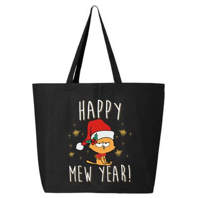 Happy Mew Year 2025 Funny Cat New Years Eve Party Supplies 25L Jumbo Tote