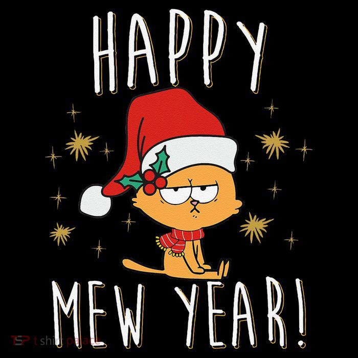 Happy Mew Year 2025 Funny Cat New Years Eve Party Supplies Women's V-Neck T-Shirt