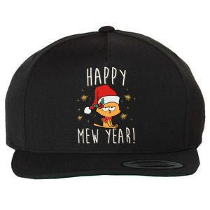 Happy Mew Year 2025 Funny Cat New Years Eve Party Supplies Wool Snapback Cap