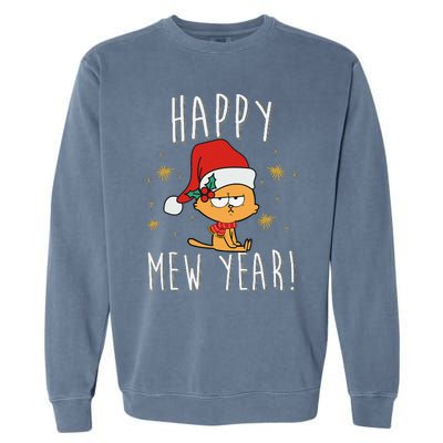 Happy Mew Year 2025 Funny Cat New Years Eve Party Supplies Garment-Dyed Sweatshirt