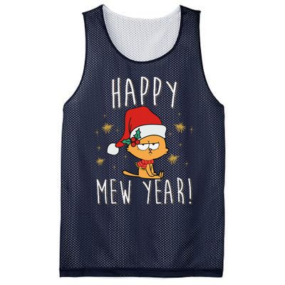 Happy Mew Year 2025 Funny Cat New Years Eve Party Supplies Mesh Reversible Basketball Jersey Tank