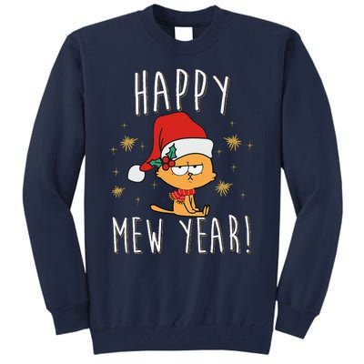 Happy Mew Year 2025 Funny Cat New Years Eve Party Supplies Tall Sweatshirt