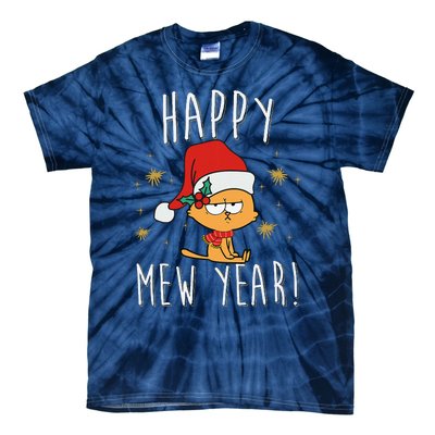 Happy Mew Year 2025 Funny Cat New Years Eve Party Supplies Tie-Dye T-Shirt