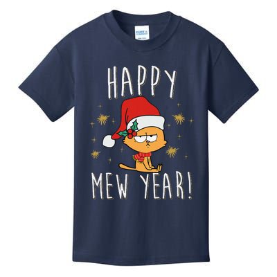 Happy Mew Year 2025 Funny Cat New Years Eve Party Supplies Kids T-Shirt