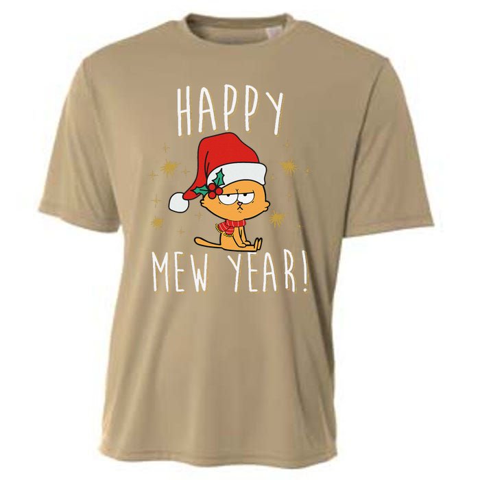 Happy Mew Year 2025 Funny Cat New Years Eve Party Supplies Cooling Performance Crew T-Shirt