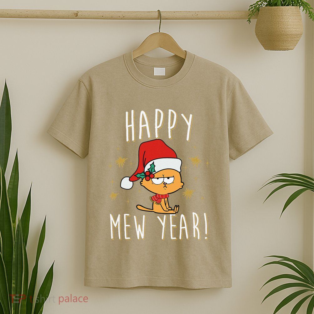 Happy Mew Year 2025 Funny Cat New Years Eve Party Supplies T-Shirt