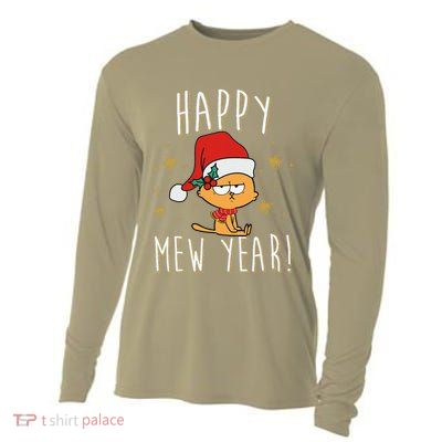 Happy Mew Year 2025 Funny Cat New Years Eve Party Supplies Cooling Performance Long Sleeve Crew