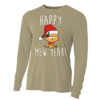 Happy Mew Year 2025 Funny Cat New Years Eve Party Supplies Cooling Performance Long Sleeve Crew