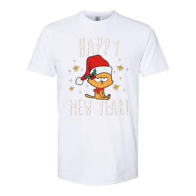 Happy Mew Year 2025 Funny Cat New Years Eve Party Supplies Softstyle CVC T-Shirt