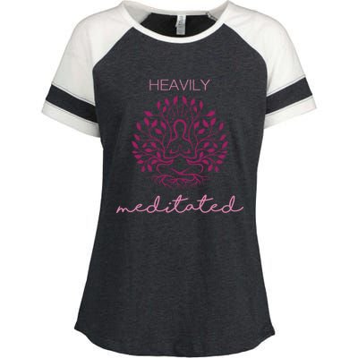 Heavily Meditated Yoga Meditation Spiritual Gift Enza Ladies Jersey Colorblock Tee