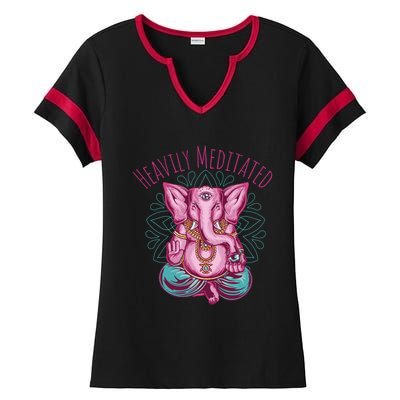 Heavily Meditated Yoga Meditation Ganesh Buddha Third Eye Gift Ladies Halftime Notch Neck Tee