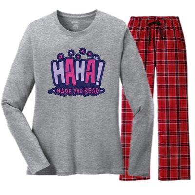 Haha Made You Read Funny Women's Long Sleeve Flannel Pajama Set 