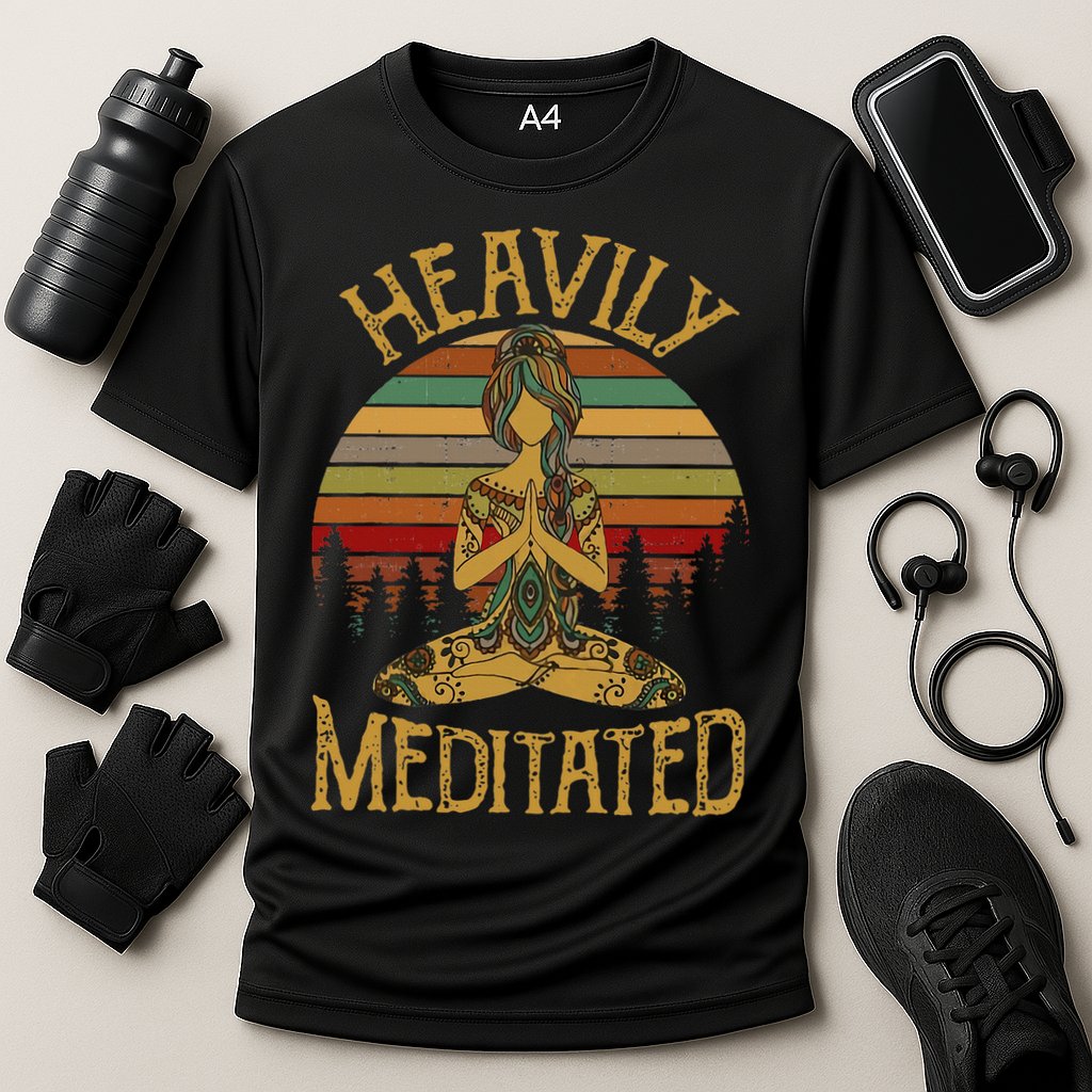 Heavily Meditated Yoga Meditation Spiritual Cooling Performance Crew T-Shirt