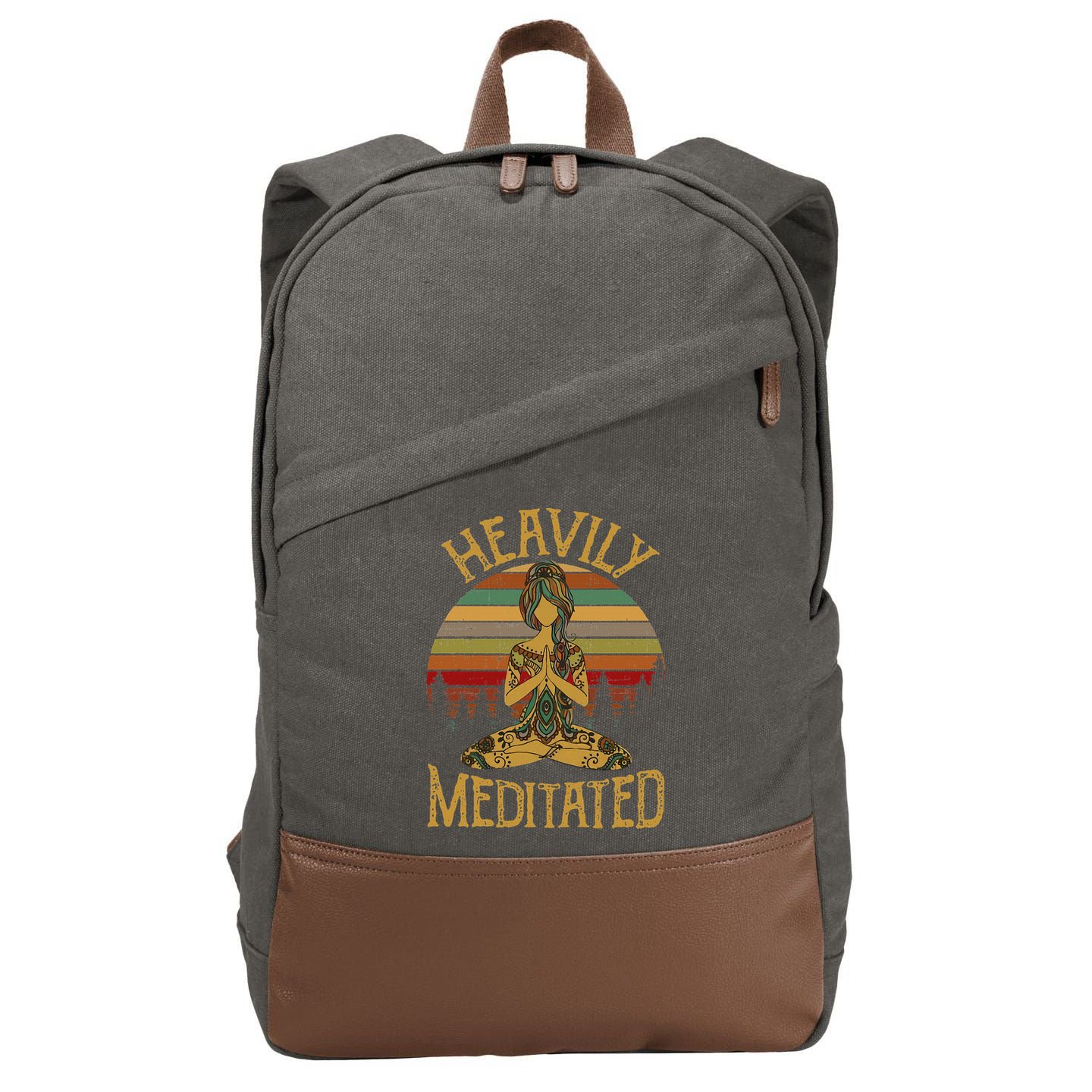 Heavily Meditated Yoga Meditation Spiritual Cotton Canvas Backpack