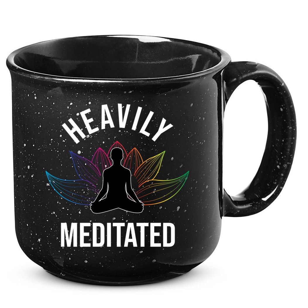 Heavily Meditated Yoga Meditation Monk Buddhism Quote Gift 15oz Campfire Ceramic Mug