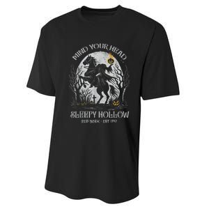 Halloween Mind Your Head Sleepy Hollow Headless Horseman Performance Sprint T-Shirt