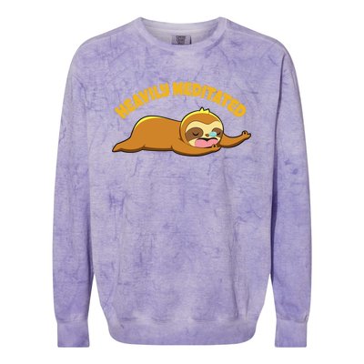 Heavily Meditated Yoga Meditation Sloth Sleeping Gift Colorblast Crewneck Sweatshirt