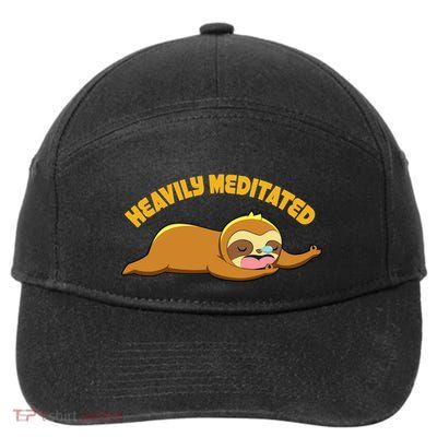 Heavily Meditated Yoga Meditation Sloth Sleeping Gift 7-Panel Snapback Hat