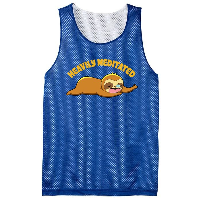 Heavily Meditated Yoga Meditation Sloth Sleeping Gift Mesh Reversible Basketball Jersey Tank