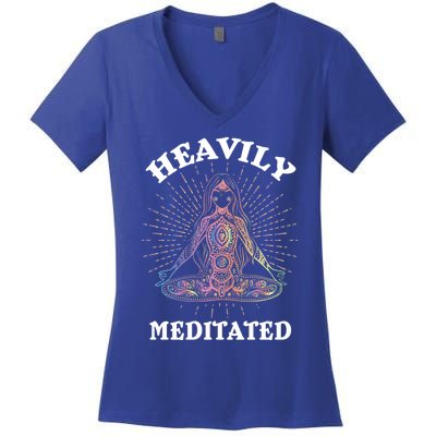 Heavily Meditated Yoga Meditation Spiritual Warrior Gift Women's V-Neck T-Shirt