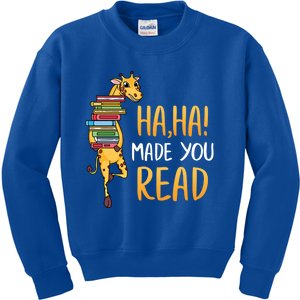 Haha Made You Read Giraffe Funny English Teacher Reading Gift Kids Sweatshirt