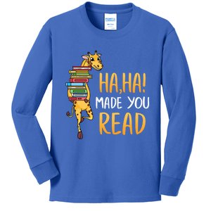 Haha Made You Read Giraffe Funny English Teacher Reading Gift Kids Long Sleeve Shirt