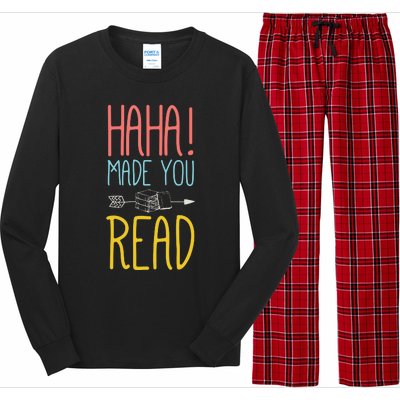 Haha Made You Read Cute School Teacher Librarian Gifts Long Sleeve Pajama Set