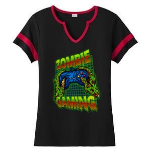 Halloween Monster Zombie Gaming Video Gamer Addict Ladies Halftime Notch Neck Tee