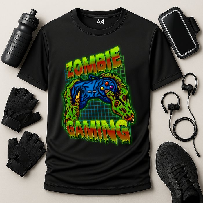 Halloween Monster Zombie Gaming Video Gamer Addict Cooling Performance Crew T-Shirt