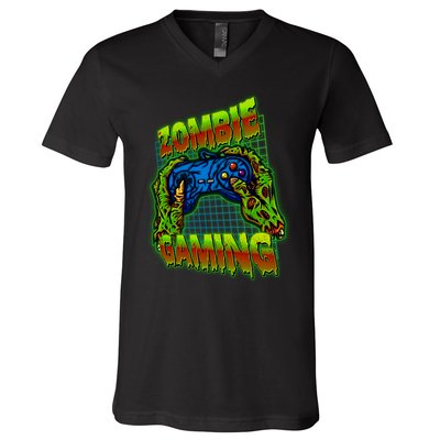 Halloween Monster Zombie Gaming Video Gamer Addict V-Neck T-Shirt