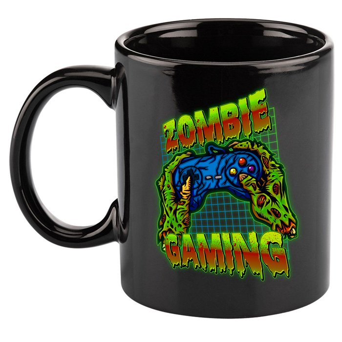 Halloween Monster Zombie Gaming Video Gamer Addict 11oz C Handle Ceramic Mug