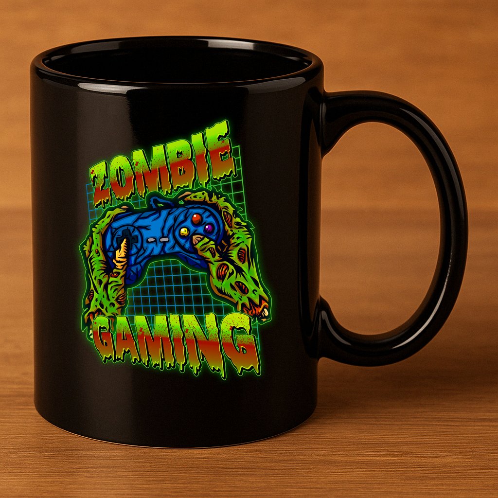 Halloween Monster Zombie Gaming Video Gamer Addict 11oz C Handle Ceramic Mug