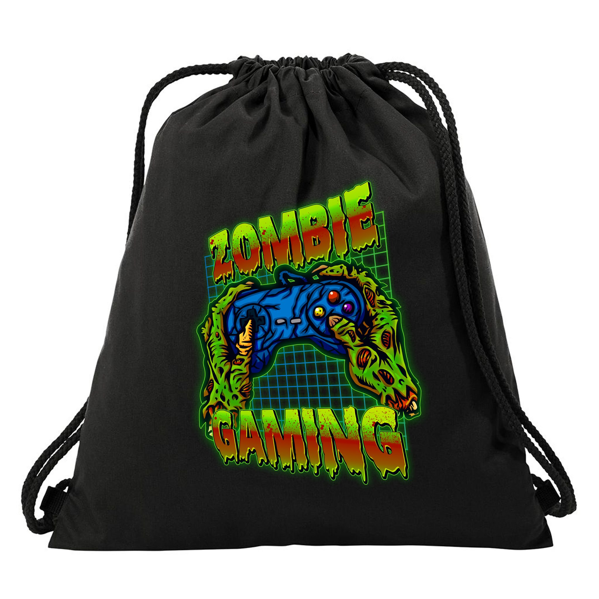 Halloween Monster Zombie Gaming Video Gamer Addict Drawstring Bag