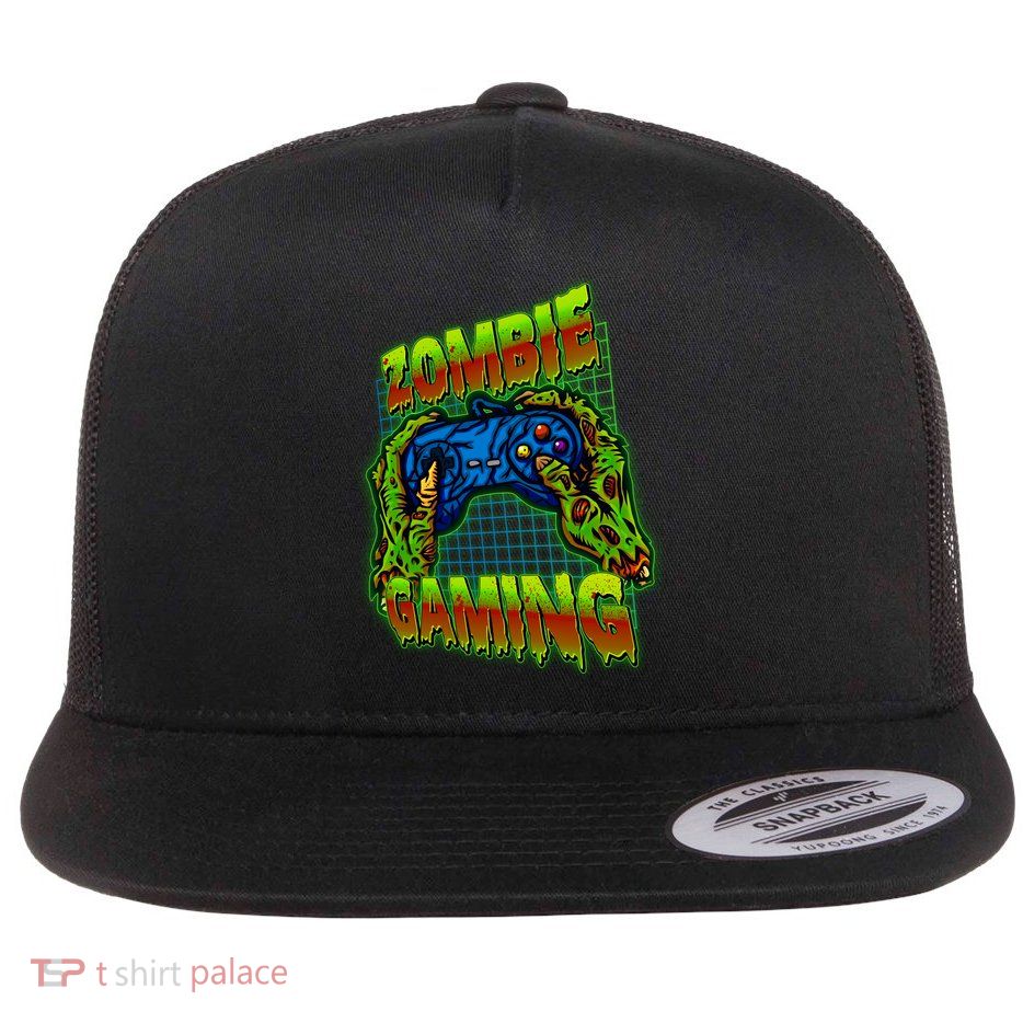 Halloween Monster Zombie Gaming Video Gamer Addict Flatbill Hat