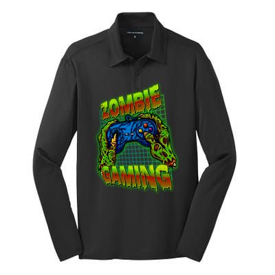 Halloween Monster Zombie Gaming Video Gamer Addict Silk Touch Performance Long Sleeve Polo