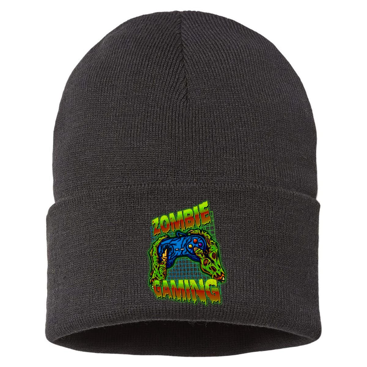 Halloween Monster Zombie Gaming Video Gamer Addict Sustainable Knit Beanie