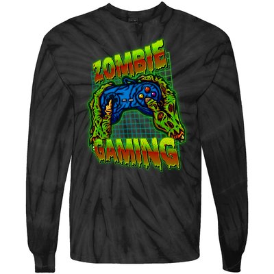 Halloween Monster Zombie Gaming Video Gamer Addict Tie-Dye Long Sleeve Shirt