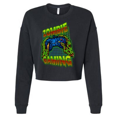 Halloween Monster Zombie Gaming Video Gamer Addict Cropped Pullover Crew