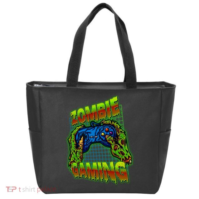 Halloween Monster Zombie Gaming Video Gamer Addict Zip Tote Bag