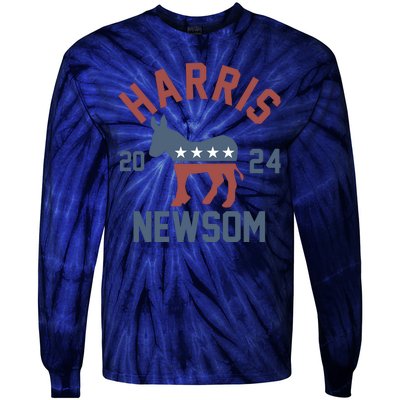 Harris Newsom 2024 For President Kamala Harris Gavin Newsom Tie-Dye Long Sleeve Shirt