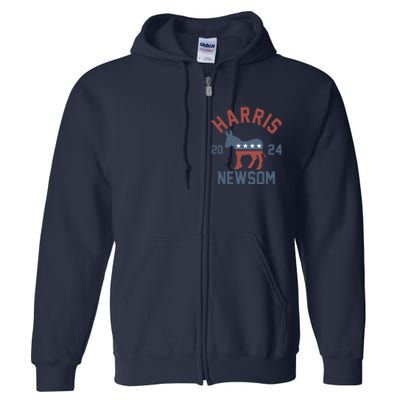 Harris Newsom 2024 For President Kamala Harris Gavin Newsom Full Zip Hoodie