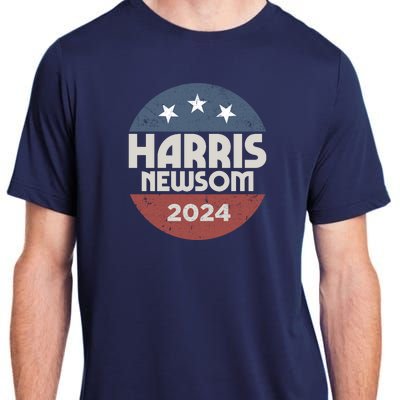 Harris Newsom 2024 For President Kamala Harris Gavin Newsom Adult ChromaSoft Performance T-Shirt