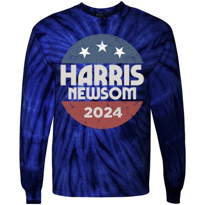 Harris Newsom 2024 For President Kamala Harris Gavin Newsom Tie-Dye Long Sleeve Shirt